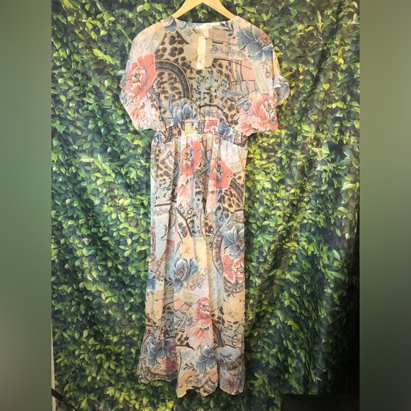 VENUS Multicolored Flutter Sleeve V-Neck Sundress - Picture 15 of 15